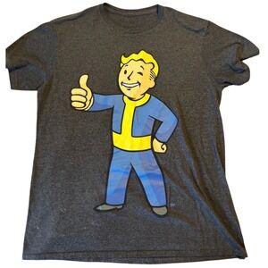 Gildan Fallout Vault Boy T-Shirt Women Small Grey Excellent Graphic Tee Gaming
